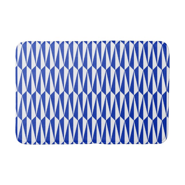 Tapis De Bain Géométrique du milieu du siècle, bleu cobalt et bl (Devant)