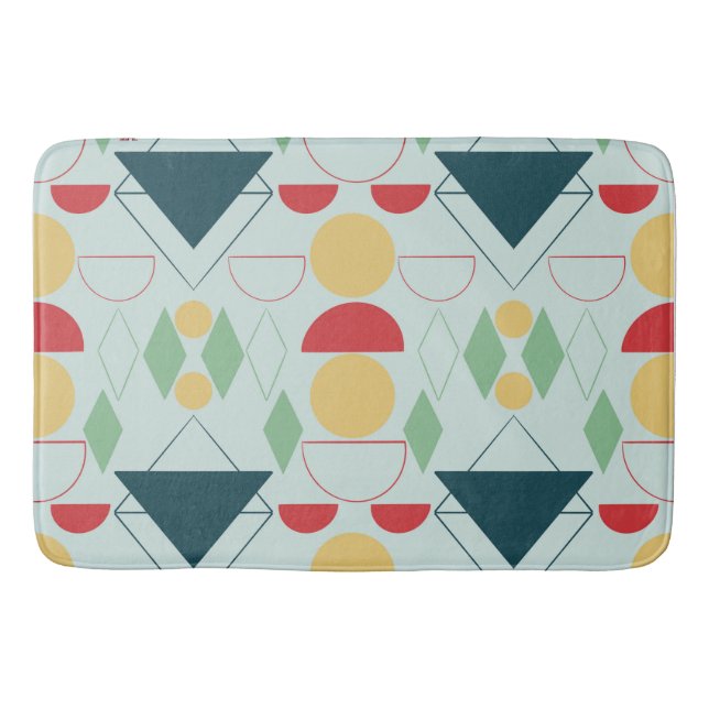 Tapis De Bain Géométrique Moderne Mi-Siècle Vert Menthe  (Devant)