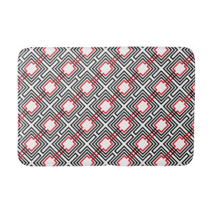 Tapis De Bain Géométrique rouge et blanc noir