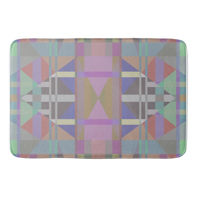 Tapis De Bain Géométrique vert violet rose (Devant)