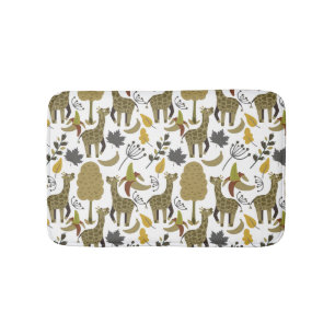 Tapis De Bain Girafe sans couture motif jaune blanc haute