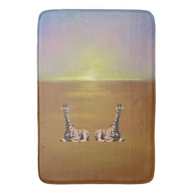 Tapis De Bain Girafes au brun de coucher du soleil (devant Vertical)