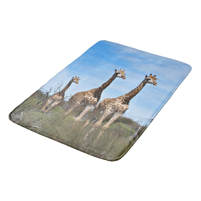 Tapis De Bain Girafes dans une prairie ensoleillée (Angle)