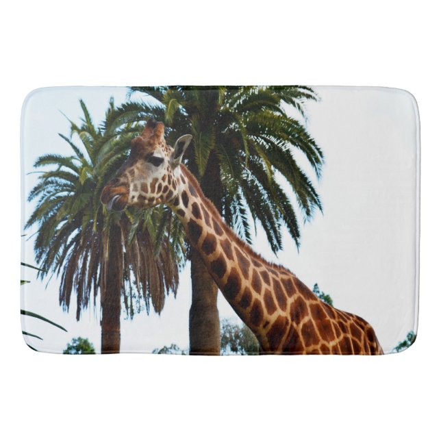 Tapis De Bain Giraffe Drôle Qui Donne Une Framboise, (Devant)
