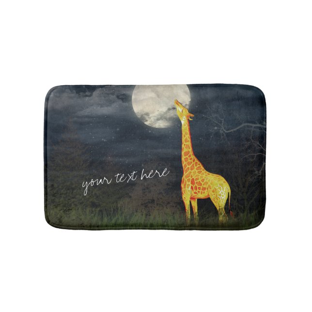 Tapis De Bain Giraffe et Lune | Mat de bain personnalisé (Devant)