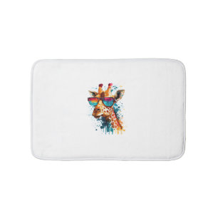 Tapis De Bain Giraffe Lunettes de soleil Vintage drôle Animal af