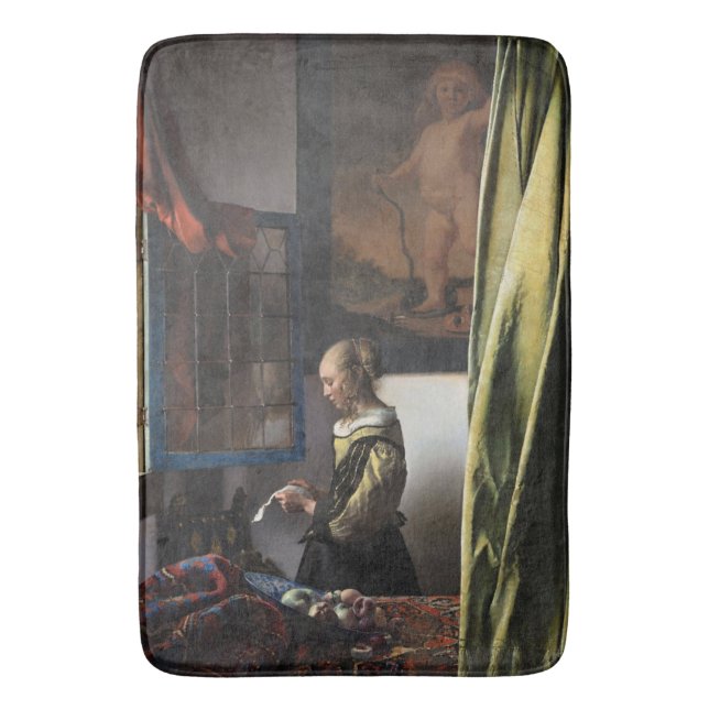 Tapis De Bain Girl Reading a Letter à Open Window, Vermeer (devant Vertical)