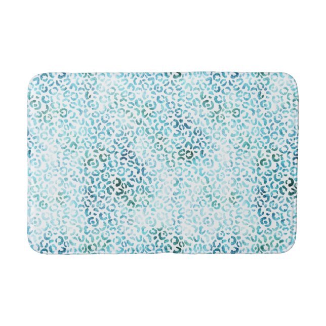 Tapis De Bain Girly Aqua Blue Glam Empreinte de léopard (Devant)