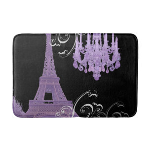 Tapis De Bain girly chic retro mode violet paris eiffel tower