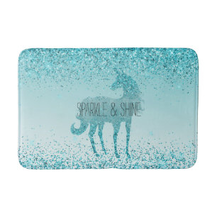 Tapis De Bain Girly Glitz Aqua Turquoise Parties scintillant Uni
