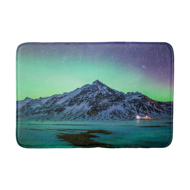 Tapis De Bain Glace et neige | Aurora Borealis Voie Lactée Islan (Devant)