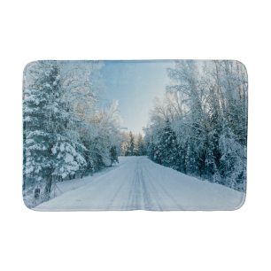 Tapis De Bain Glace et neige   Route d'hiver gelée Russie, Sibér