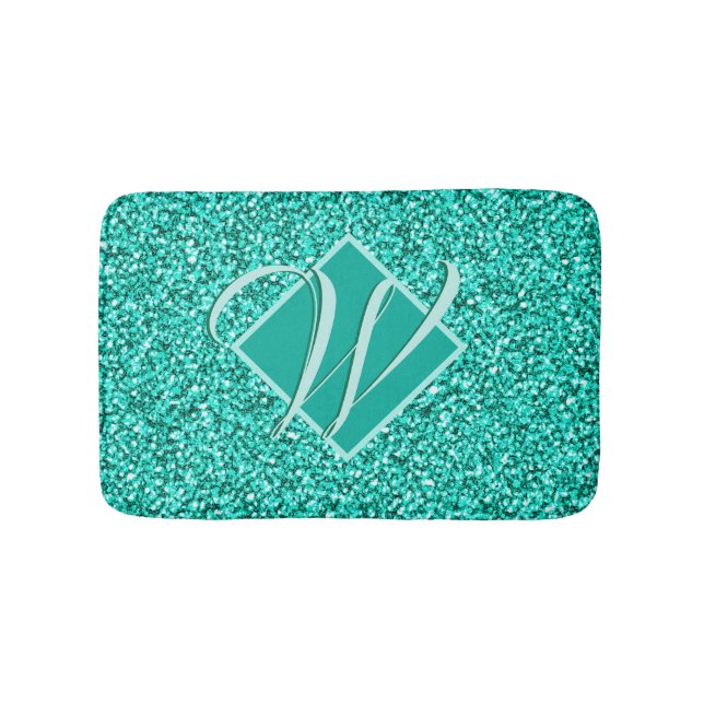 Tapis De Bain Glam étincelant Turquoises Parties scintillant ble (Devant)
