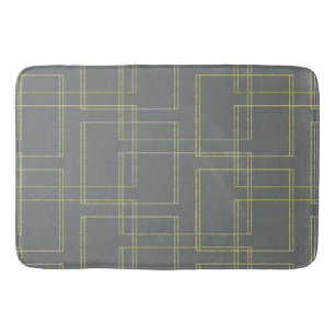 Tapis De Bain Glam géométrique gris et or chic