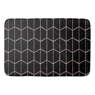 Tapis De Bain Glam géométrique rose or et noir chic hexagon
