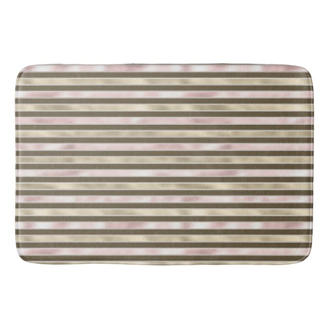 Tapis De Bain Glam Gold Blush rose Brown rayures (Devant)
