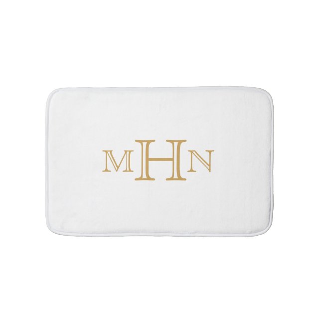 Tapis De Bain Glam gothique | Mat | Monogramme | Blanc (Devant)