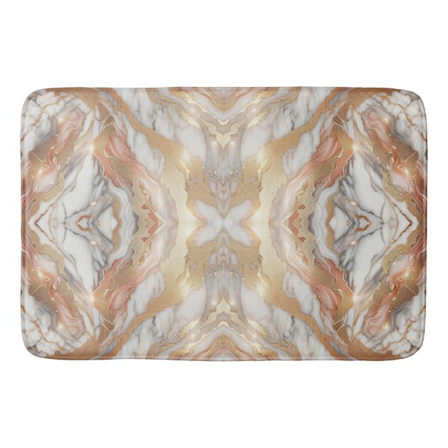 Tapis De Bain Glam Rose Gold Luxueux Marble Butterfly tendance (Devant)