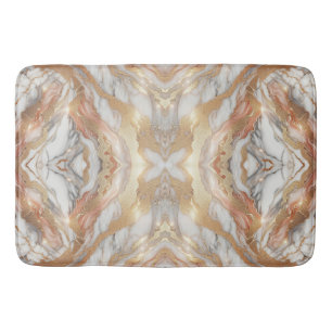 Tapis De Bain Glam Rose Gold Luxueux Tendance Marbre Papillon