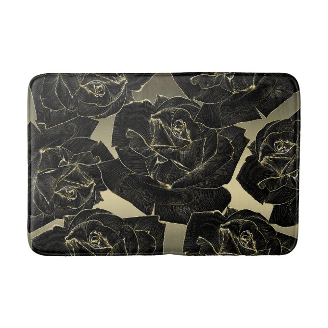Tapis De Bain Glam Rose or et noir Elegant Classy Chic (Devant)