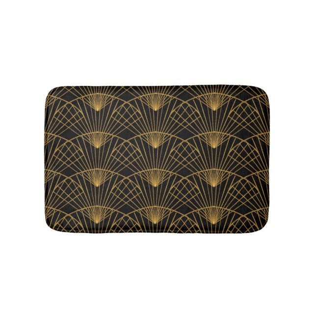 Tapis De Bain Glamour Art Déco : Ventilateur D'Or. (Devant)