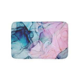 Tapis De Bain Glamour Moderne Encre Violet Rose Turquoise Éthéré