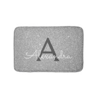 Glitter Argent Étincelle Monogramme Mat de bain
