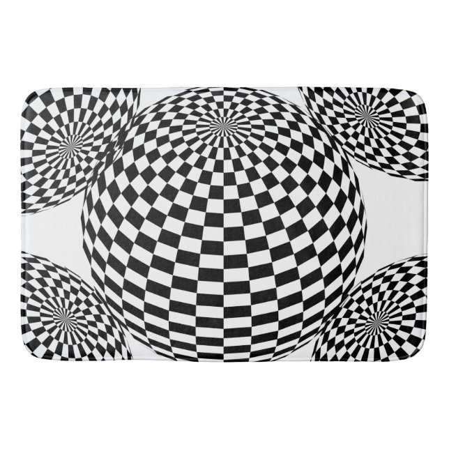 Tapis De Bain Globe À damiers noir/blanc Thunder_Cove (Devant)