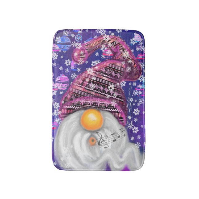 Tapis De Bain Gnome De Mat Bain De Noël En Chant Casquette Viole (Devant (Vertical))