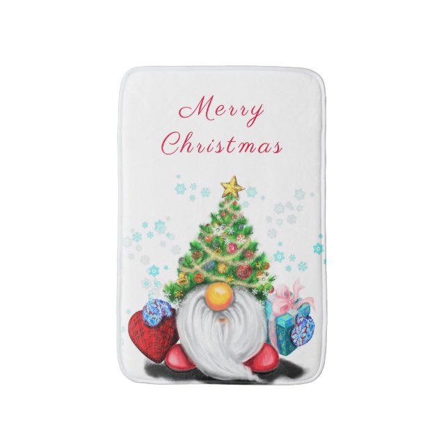 Tapis De Bain Gnome mignonne avec arbre de Noël Casquette et cad (Devant (Vertical))
