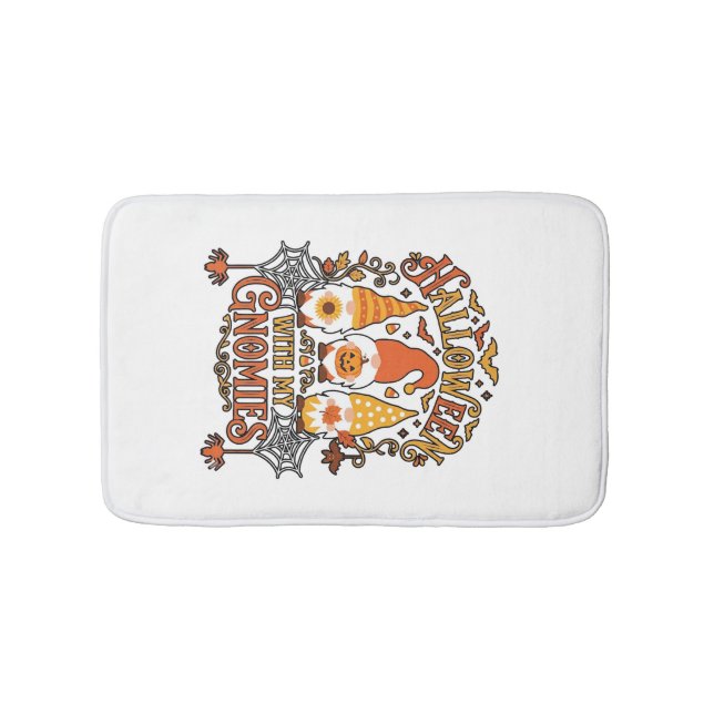 Tapis De Bain Gnomes d'Halloween Citrouille Toile d'Araignée Cha (Devant)