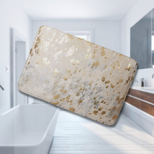 Tapis De Bain Gold Cowhide Print Metallic
