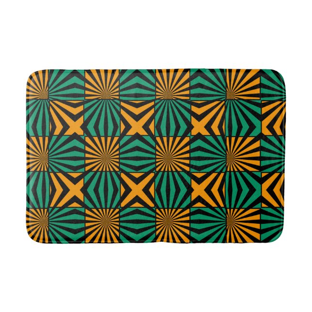 Tapis De Bain Gold Green Abstrait Motif moderne (Devant)