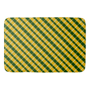 Tapis De Bain Gold Green Plaid Native American Line Art