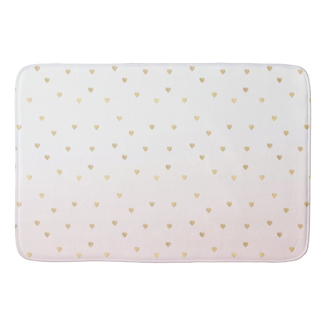 Tapis De Bain Gold Hearts Blush Pink Ombre (Devant)