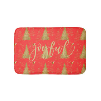 Tapis De Bain Gold JOYFUL on Red ChristmasHoliday Party