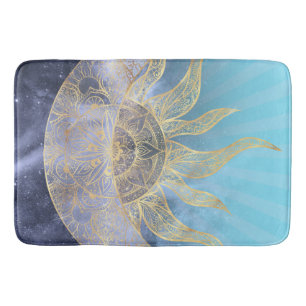 Tapis De Bain Gold Moon Sun Mandala Celestial Design