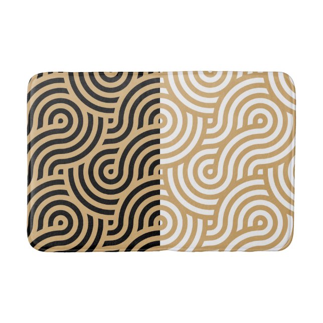 Tapis De Bain Gold Sea Ocean Waves Outlines Motif (Devant)