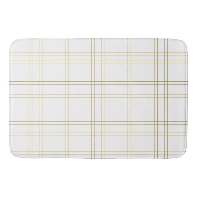 Tapis De Bain Gold & White Minimal moderne Plaid Motif propre (Devant)