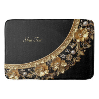 Tapis De Bain Golden Ornate Flowers Bath Mat