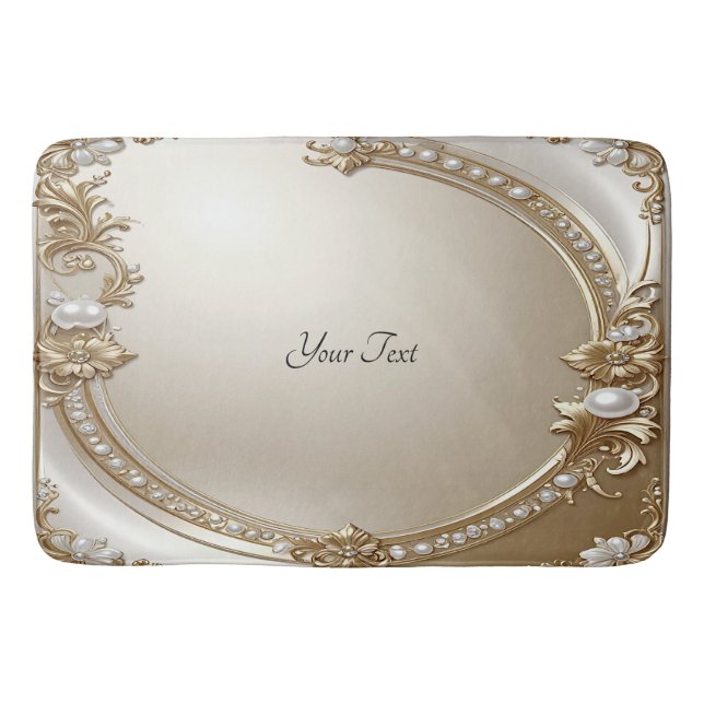 Tapis De Bain Golden Ornate Frame with Pearls Bath Mat (Devant)