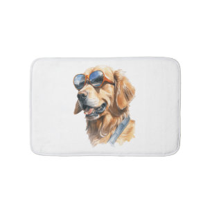 Tapis De Bain Golden Retriever avec lunettes de soleil