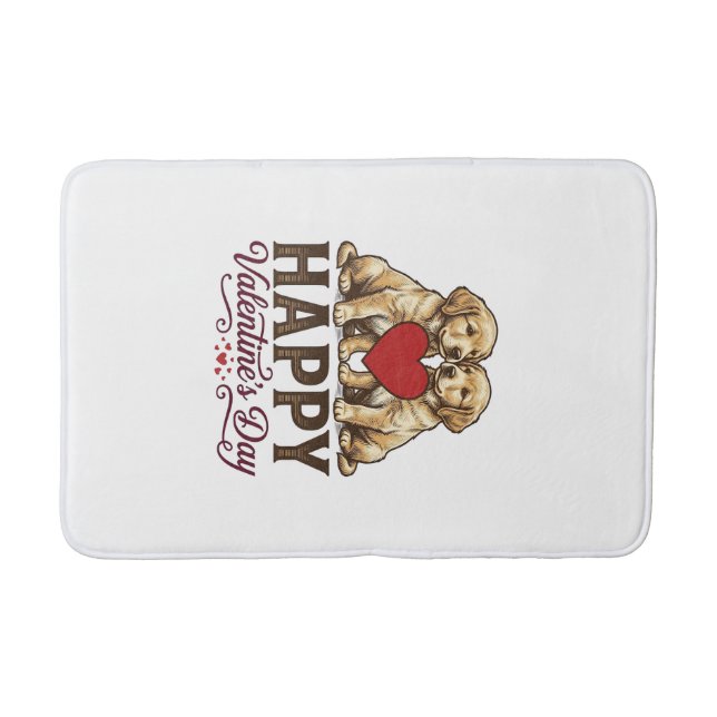 Tapis De Bain Golden Retriever Joyeuse Saint-Valentin (Devant)