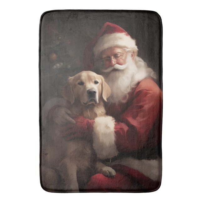 Tapis De Bain Golden Retriever with Santa Clause Christmas (devant Vertical)