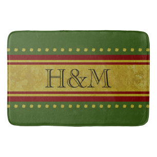 Tapis De Bain Golden Stripes - rouge foncé + votre texte et vos