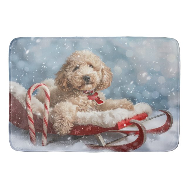 Tapis De Bain Goldendoodle Chien Festif de Noël (Devant)
