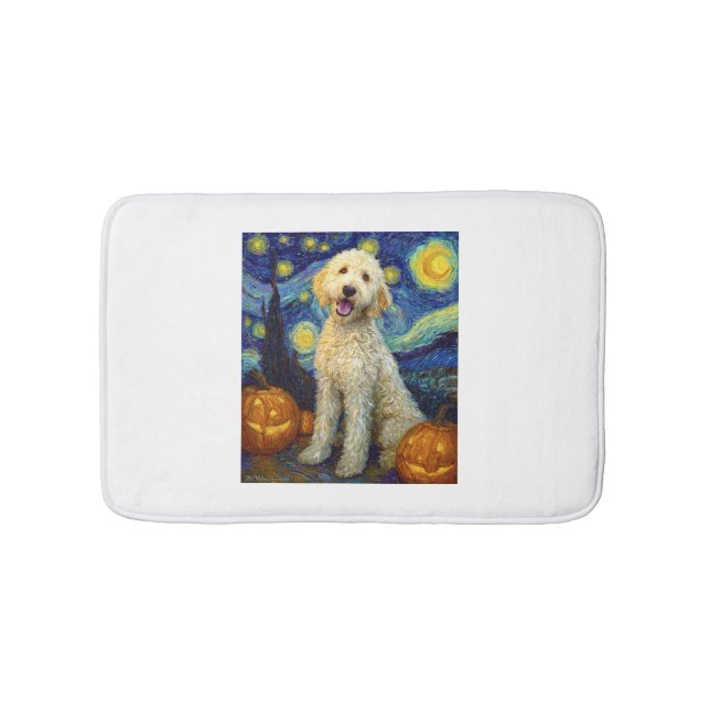 Tapis De Bain Goldendoodle Chien Mignon Halloween Jack O Lantern (Devant)