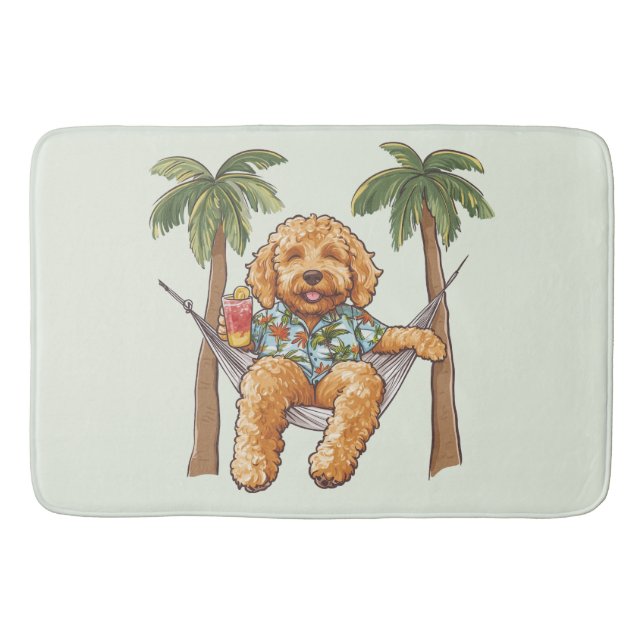 Tapis De Bain Goldendoodle en chemise hawaïenne (Devant)