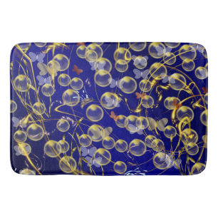 Tapis De Bain goldene blasen auf dunkel blauem untergrund