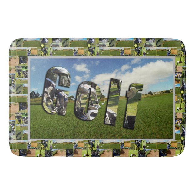 Tapis De Bain Golf Course Photo Collage Et Logo, (Devant)
